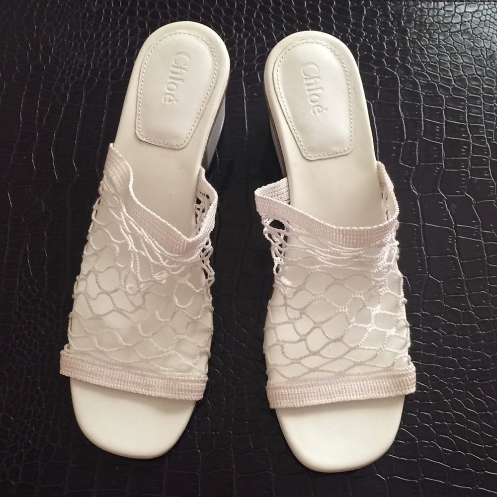 Chloe White Lucy Mesh Sandals Size 38.5